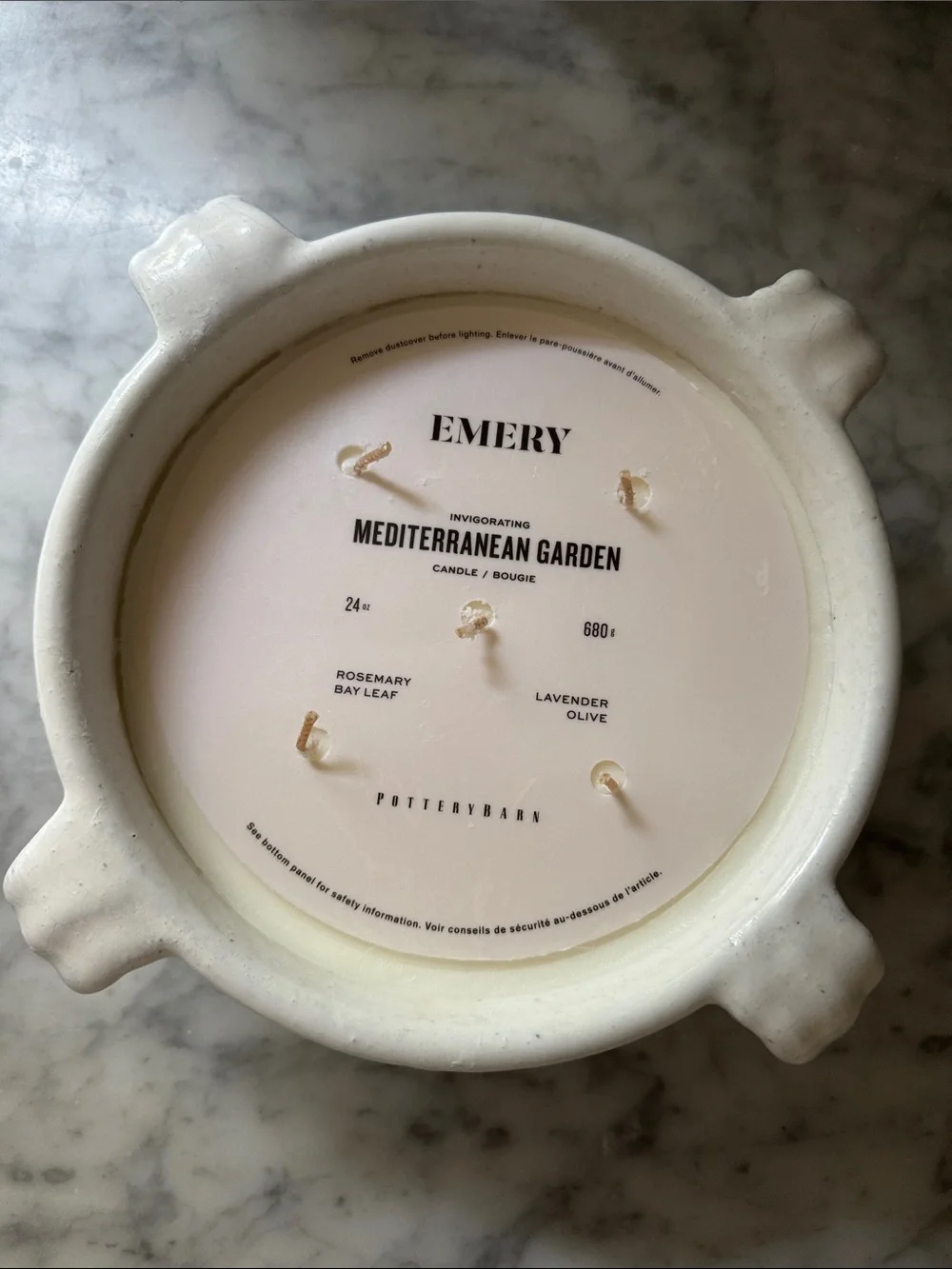 Pottery Barn Large Candle in Emery Scent Collection - Mediterranean Garden